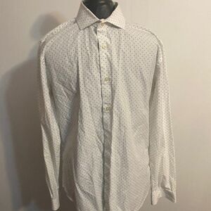 Express Extra Slim Fit White/Gray Polka dot dress shirt, size 16/16 1/2